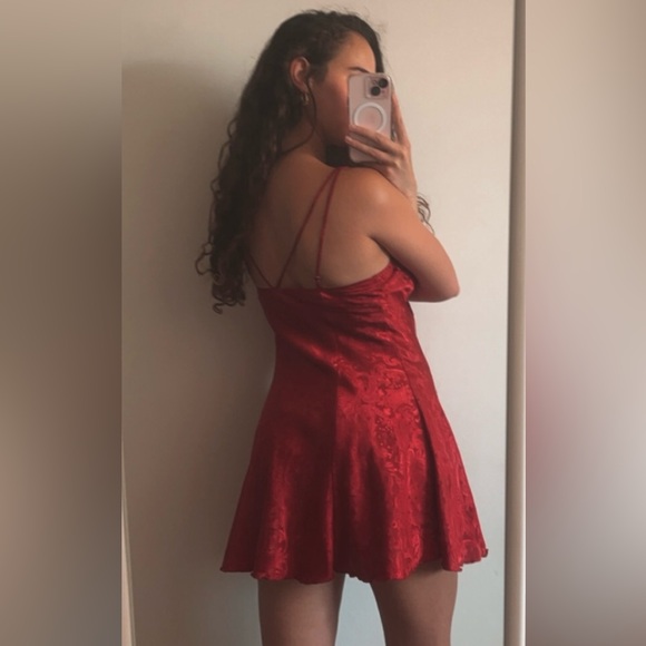 Vintage 80s Victoria’s Secret Gold Label Babydoll Floral Foil Mini Slip Dress - Picture 5 of 13